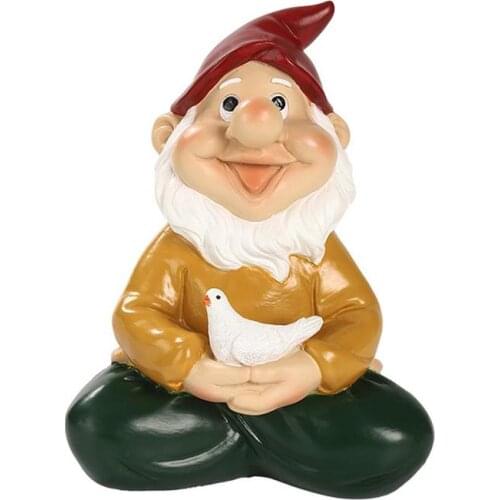 Meditation Dwarf Resin Statue Crafts Outdoor Meditation Garden Courtyard Lawn Garden Decoration Dwarf Sculpture Ornaments