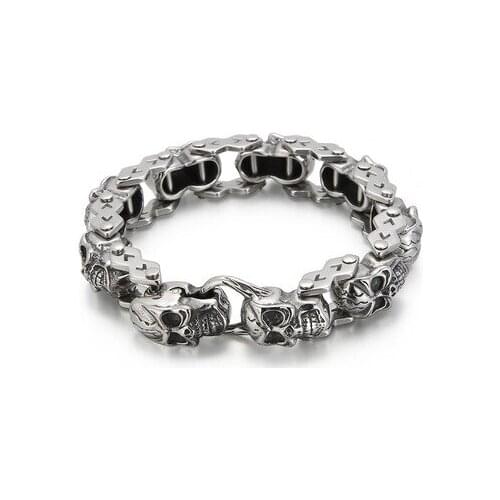 Punk Domineering Skull Crossbones Titanium Bracelet Stylish 316L Stainless Steel Bangles Simple Creative For MenS Accessories