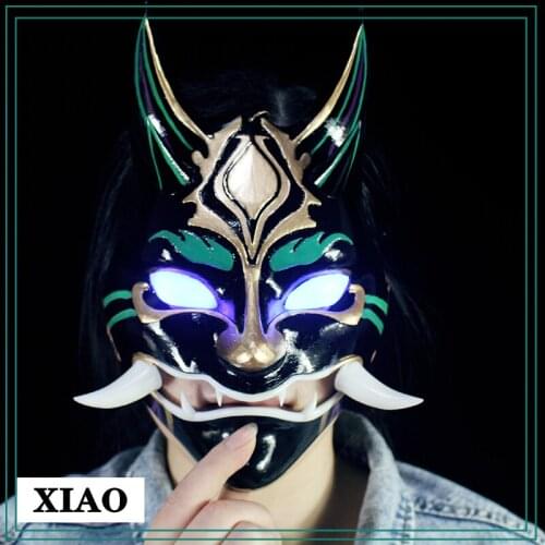 Halloween Luminous Adult Props Game Genshin Impact Cosplay Accessories Yasha XIAO 25CM Glowing Mask Anime Resin Gift Kids Toys