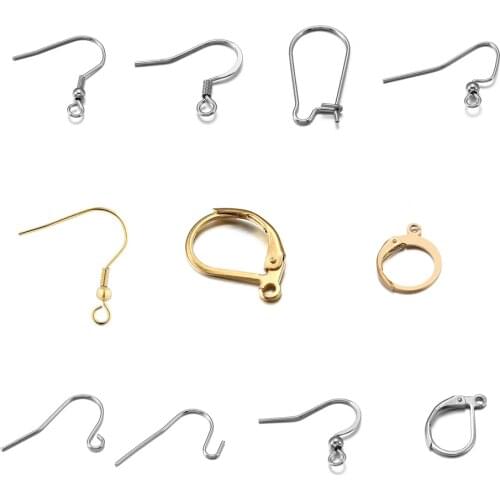 20-50pcs Gold Stainless Steel Hypoallergenic Earring Hooks Fish Earwire Earrings Clasps Earring Wires For Jewelry Maki