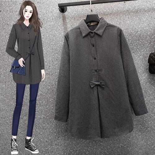 Striped Long Sleeved Plus Size Korean Autumn Elegant Fashion Blouses And Tops WomenS Oversize Shirt Clothing 2021 Female