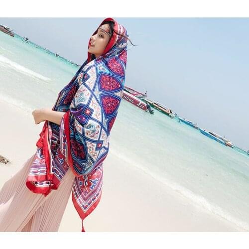 Beach Travel scarf 2020 summer New women Oversize cotton bohemian print shawl scarves womens beach pareos bandana foulard femme