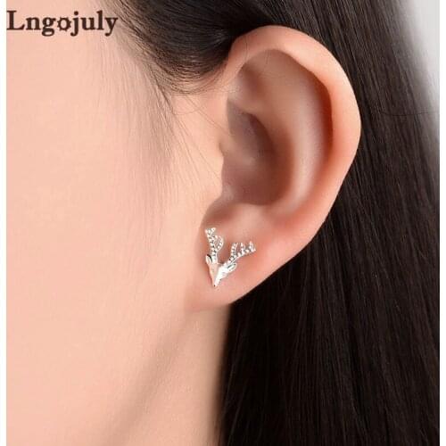 Noble Women Earrings 100% 925 Sterling Silver Women Deer Stud Earrings For Women Girl Anniversary Party Silver 925 Jewelry Gift