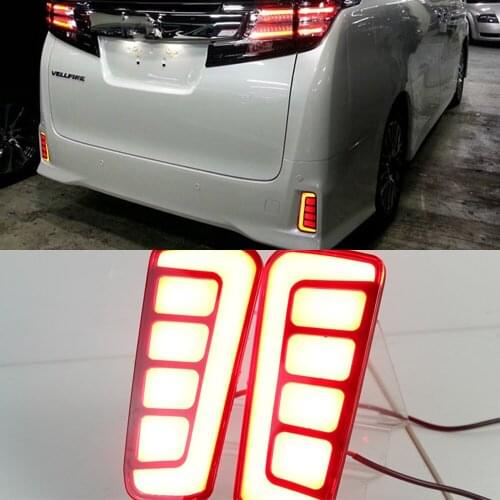 1Pair Reflector For Toyota Vellfire 2016 2017 2018 2019 2020 ALPHARD LED Rear Fog Lamp Bumper Light Brake Light Turn Signal