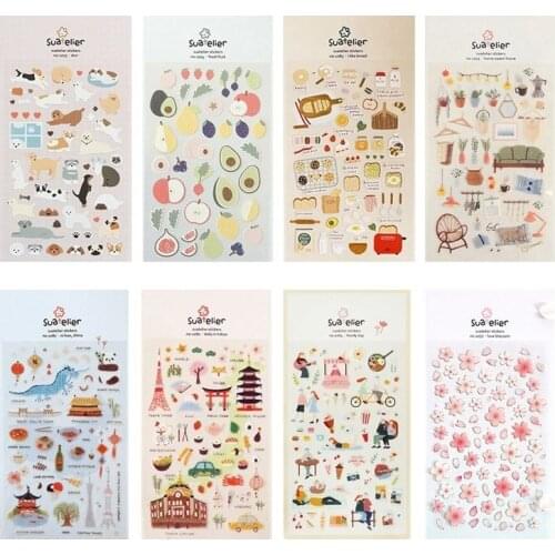 1 Pc Suatelier Series Cute Cartoon Decorative Stickers Transparent PVC Scrapbooking Stickers Korean Gift Stationery