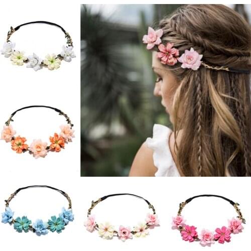 1pcs Women Charm Flower Tiara Wedding Floral Headband Hair Accessories Brid Garland Princess Wreath Girls Crown Headdress Party
