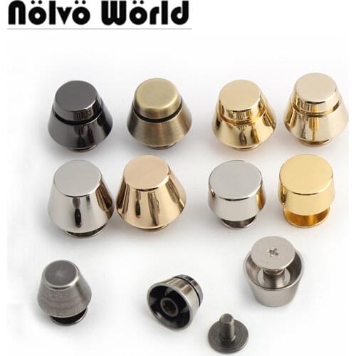 Copper 14*10mm flat spikes metal studs rivets screwback spots metal hardware for bags button metal engraved rivet wholesale