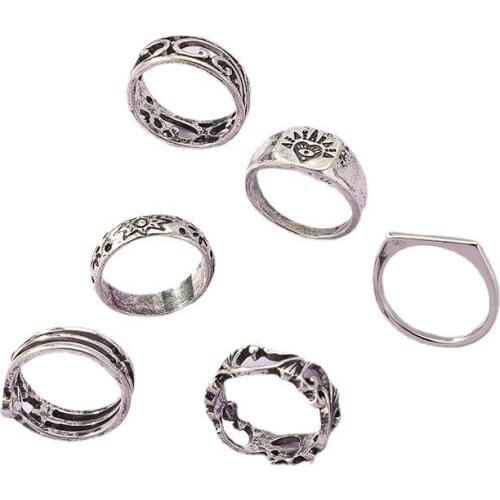 2021 Ins Antique Irregular Minimalist Hip-hop Rock Knuckle Finger Rings Punk Korean Fashion Women Party Jewelry