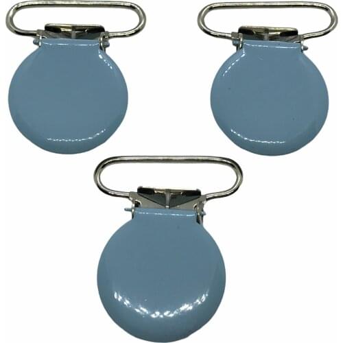 25pcs 1'' 25mm #11 Light Blue Enamel Round Suspender Clips