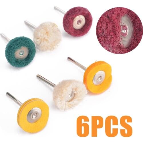6 Piece Fiber Brush Polishing Wheel Buffing Pad Brush For Electric Grinding Rotary Drill Bit Polishing Wheel Set Polishers Tool