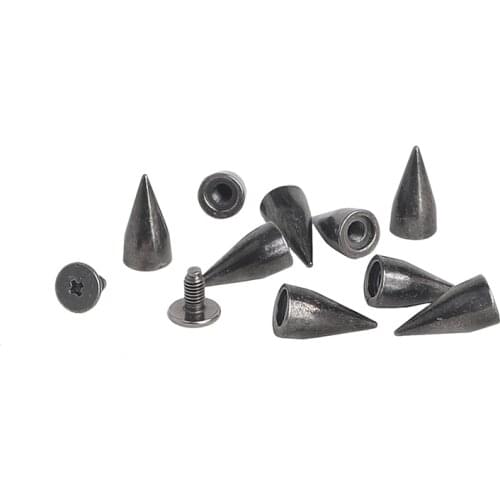 7*14mm Black Cone Screw Alloy Zinc Metal Leather Rivets Studs Leathercraft Rivet Bullet Spikes PUNK Spikes Studs For Clothing