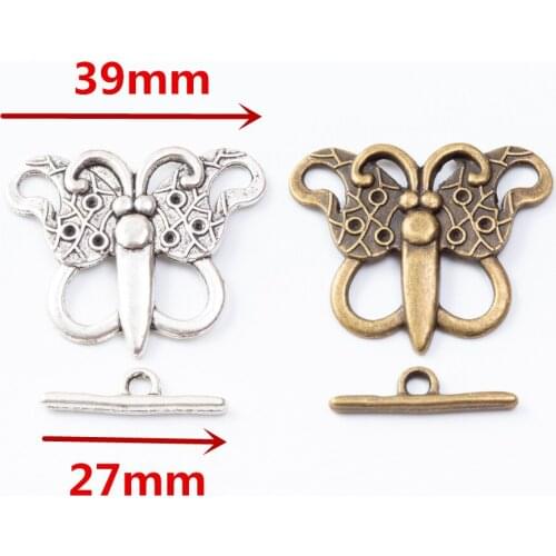 8 pieces of retro metal zinc alloy Butterfly OT buckle pendant for DIY handmade jewelry necklace making 7070