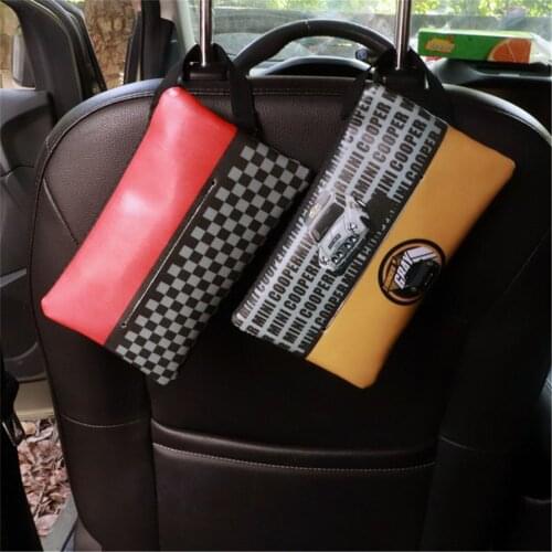 Car Tissue Bag Leather Pillow Back Sunshade Armrest Box for All MINI Cooper S ONE JCW Countryman Clubman Hatchback Hardtop F R