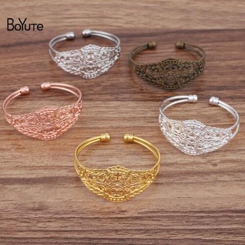 BoYuTe (5 Pieces/Lot) 65*60MM Metal Brass Filigree Bracelet Base Handmade Materials Diy Bracelet Jewelry Accessories