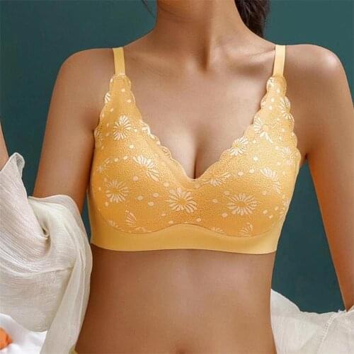 Sports Bras for Women Push Up 2021 New Print Wirefree lacy Seamless Bra for Fitness Running Female Foral Breathable Underwear