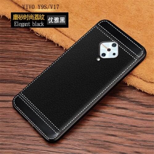 For vivo Y9s / V17 Case HV1945A V1945T Leather Texture Soft TPU Phone Back Case vivo V17 Cover VIVOV17 V 17 2019 Y9S