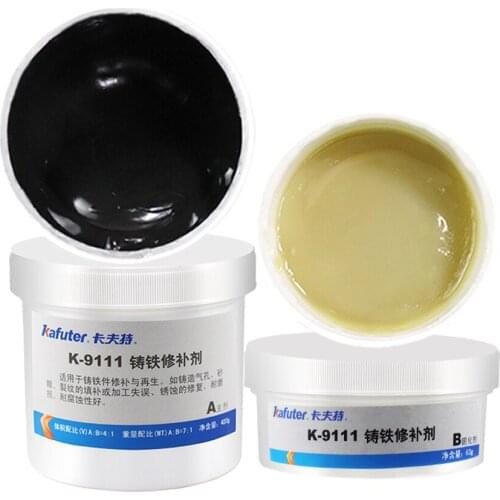 Kafuter K-9111 Cast Iron Repairing Adhesive Cracks Hole Sand Holes Cast Iron Repair Glue Corrosion Resistant Can Spray Paint
