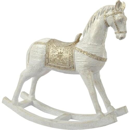 Decorative Rocking Horse White-Gold