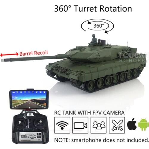 Heng Long 1/16 3889 TK7.0 RC Remote Conrtol Tank Panzer Leopard2A6 Car 360° Turret FPV Barrel Recoil Metal Tracks TH19271-SMT4