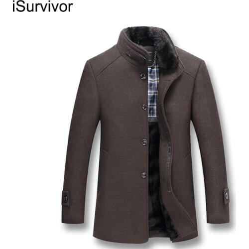 ISurvivor 2021 Men Nylon Parkas Woolen Jackets Coats Jaqueta Masculina Male Casual Fashion Slim Fit Winter Autumn Jackets Hombre