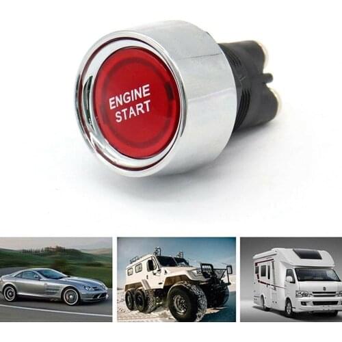 Car SUV Engine Start Push Button 12V 50A DC OFF-(ON) Red LED Light Ignition Starter Power Switch