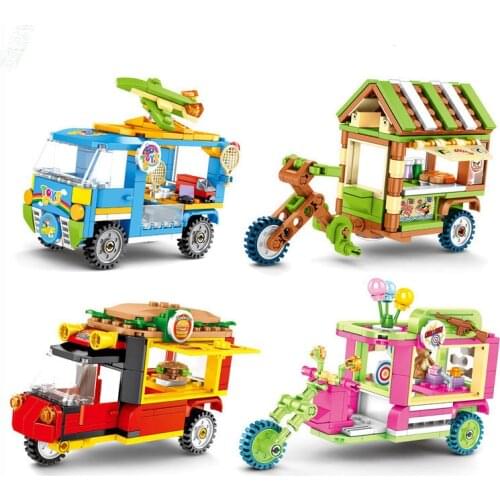 City creator Street View Series Playground Toy Vending Car Snack cart Building Blocks Bricks Toys Gifts