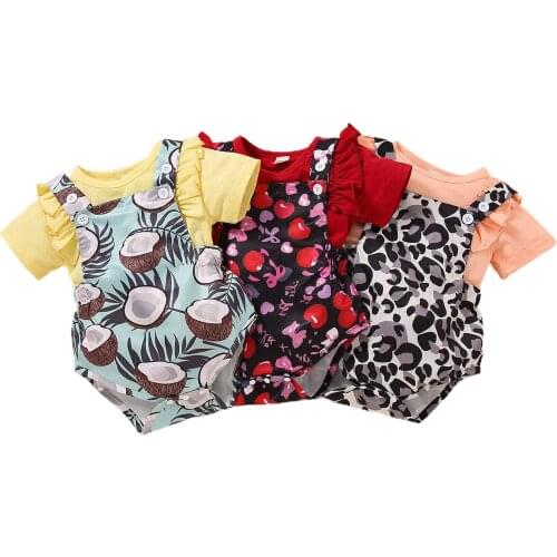 Summer Newborn Baby Girls Clothes Set Solid Color Short Sleeve T-shirt + Suspender Shorts 2Pcs Outfit Baby Clothing Set 0-12M