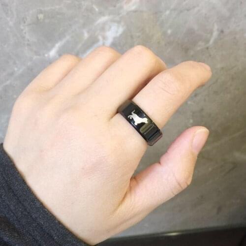 MANGOSKY 8mm Dog Ring Black Silver Gold Titanium Ring For Men and Women Personalized Ring Customize Ring Engraved Ring