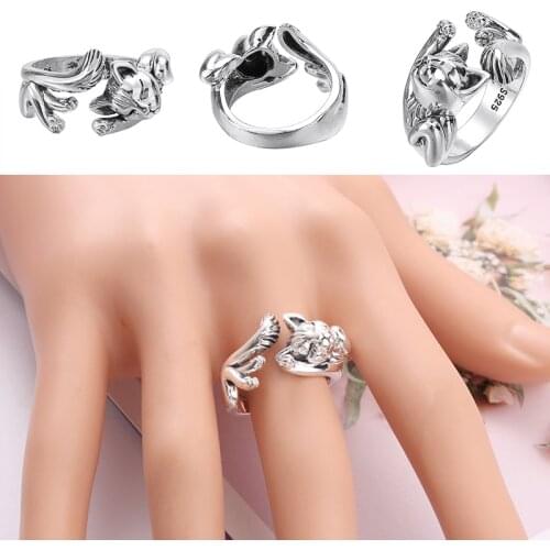 Fashion Lovely Cat Ring Adjustable Open Ring Jewelry For Men Women Wedding Party Jewelry Accessories Vintage Cat Ring Gift