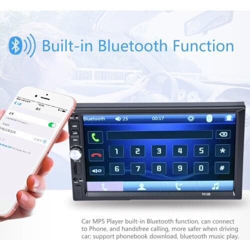 Bluetooth MP5 Player 7 Inch Touch Screen 2 Din Car Audio Stereo Support Rear View Camera AUX FM USB