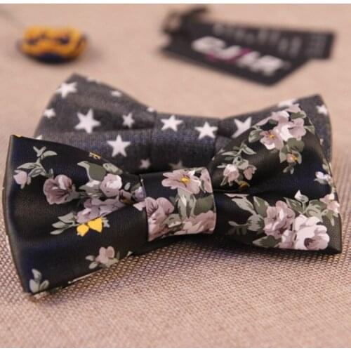 24colors mens bow tie butterfly pu leather print Korean fashion designer high quality for men wedding party bowties 20pcs/lot