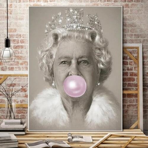 Elizabeth II Bubblegum Print Wall Art, Elizabeth II Bubble Gum Poster, Elizabeth II Wall Decor for Living Room Home Decoration