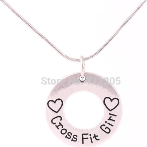 Latest style antique silver plated zinc studded Cross Fit Girl Ferrule Pendant with snake chain necklace
