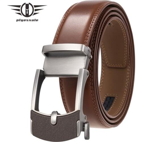 Black Dark Brown Genuine Leather Strap Male High Quality Automatic Buckle Belt For Men Luxury Mens Belts Casual Business G342