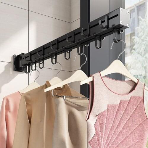 Folding non-perforated invisible balcony indoor and outdoor wall-mounted telescopic quilt multifunctional clothes drying rod
