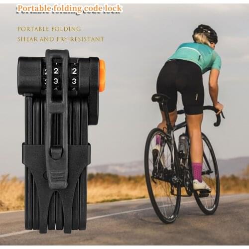 Folding Black Bike Lock Alloy Steel 8 Joints Anti-theft Bicycle Password Lock Portable Electric Bicycle Code Anti-theft Lock
