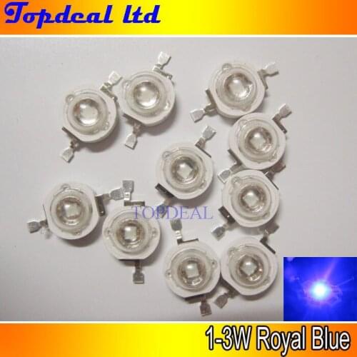 100pcs 3W High Powre LED Bead Royal Blue 450-455nm LED Chip Emitter for fish tank and plant light