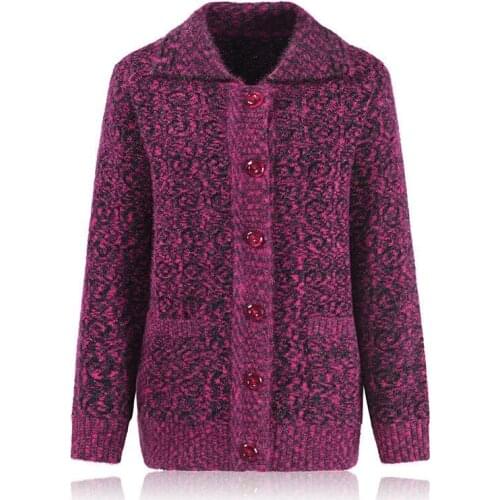 Middle-aged Elderly New Womens Sweaters Autumn Winter Knitted Sweater Cardigan Jacket Female Sweaters LooseTops Plus Size 4XL