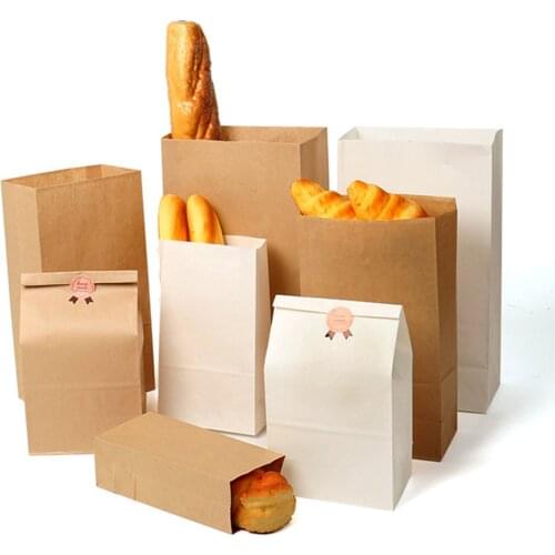 5PCS Vintage Kraft Paper Wrapping Bags Gift Bread Food Cookie Pouch Baking Package Supplies Wedding Party Home Storage Products