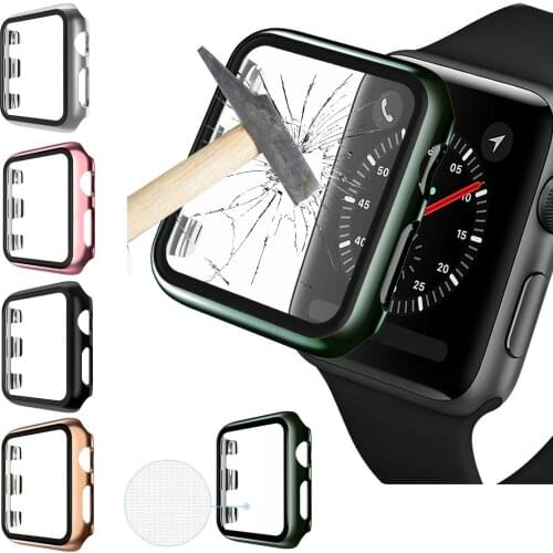 Protective Cover For Apple Watch Series 5 4 44mm 40mm Tempered Glass Film For iWatch 4 3 38mm 42mm Shock Proof Protector Case