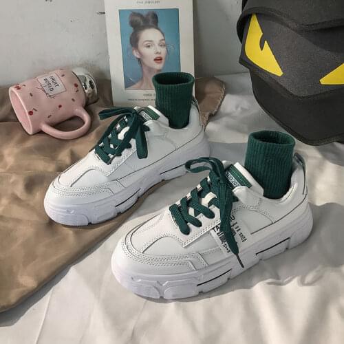 QWEEK 2021 Women Sneakers Platform White Korean Casual Sports Shoes Buffalo Flat Vulcanize Trainers Running Spring Autumn Basket