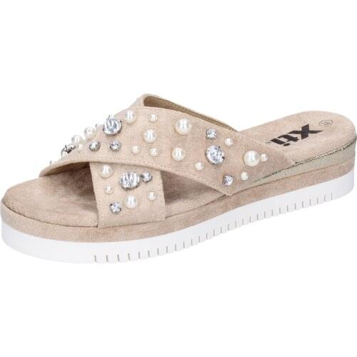 XTI women sandals suede synthetic beige