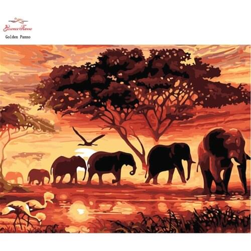 Golden panno DIY Animal Painting Diamond Square Full Embroidered Elephant Selling Rhinestones Picture Diamond Mosaic Home Decor