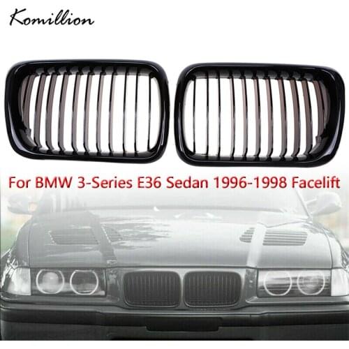 1Pair Car Front Kidney Sport Grills Gloss Black Replacement Grille Car Styling for BMW 3-Series E36 Sedan 1996-1998 Facelift