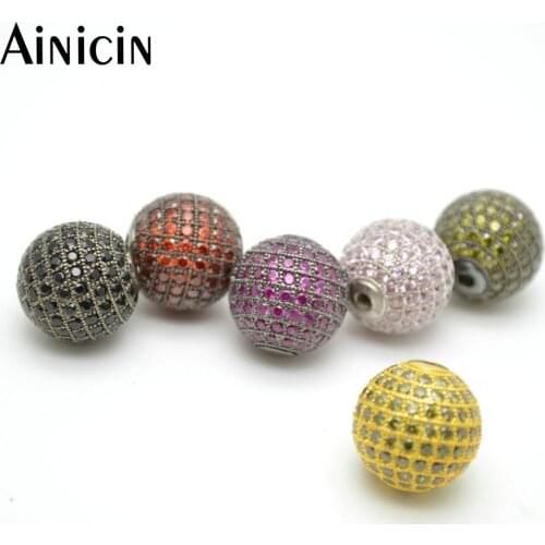 1pc High Quality Wine Red Color CZ Crystal Setting 14mm Round Shape DIY Jewelry Making Materials Beads