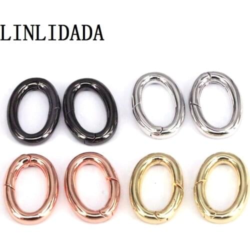 10Pcs, Gold/Rose Gold/Metalblack Plated Oval Carabiner Claps, Spring Snap Oval Carabiner Clasp