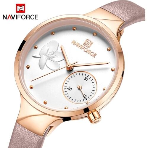 2020 New NAVIFORCE Fashion Elegant Ladies Watches Luxury Brand Quartz Wrist watch for Women Waterproof Leather Band Girls Clock