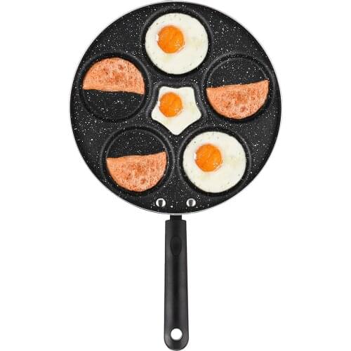 5 Round Holes Frying Pan Non Stick Eggs Cooking Pan Home Kitchen Cookware for Breakfast
