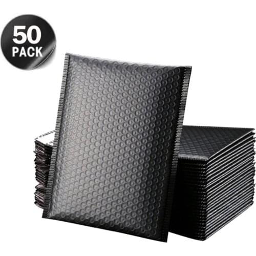 50pcs Black Poly Bubble Mailer Bubble Envelope Bag Self Seal Padded Bags For Gift Book Magazine Lined Mailer