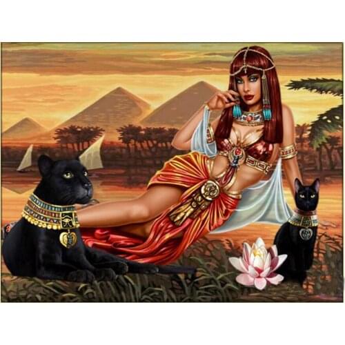 5D DIY Diamond Painting Cross Stitch Egyptian woman Home Decor Diamond Embroidery Panther Full drill Resin inlaid Needlework
